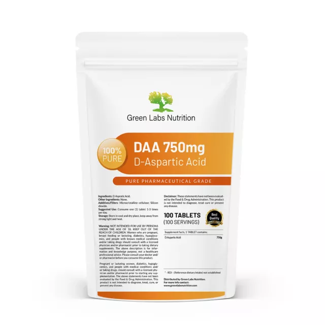 DAA D-ASPARTIC ACID 750mg TABLETS Male Hormone Booster