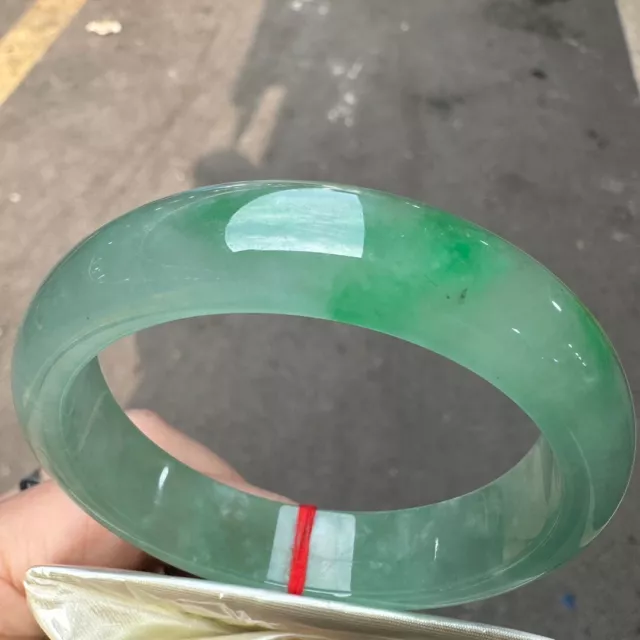 Certified Natural High AAA Icy Green Myanmar Jade jadeite bracelets Bangle 56mm
