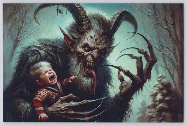 Postcard Christmas Krampus Signed Limited Edition Of 50 By OZ Season's Greetings