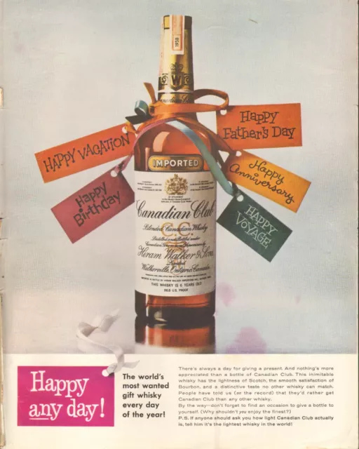 Vintage ad for Canadian Club retro Whisky bottle Tags   062422