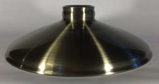 2.25 X 10" Antique Brass Finish Spun Metal Industrial Lamp Light Shade Pendant