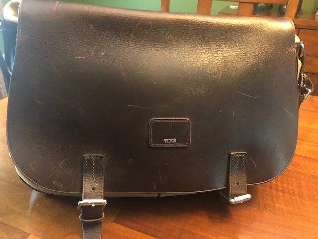TUMI Men's Leather and Fabric Messenger Bag in Excellent Condition 