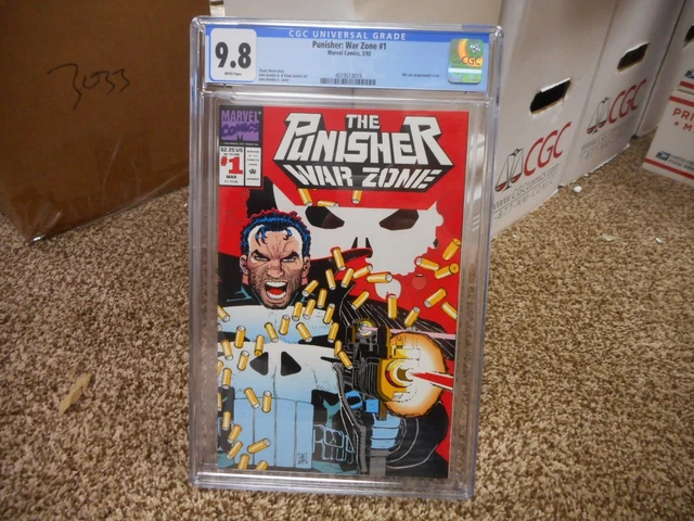 Punisher War Zone 1 cgc 9.8 Marvel 1992 WHITE pgs Die-Cut cover NM MINT TV movie
