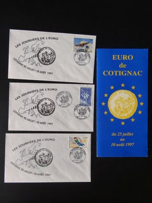 COTIGNAC Var Lot ENVELOPPE PREMIER JOUR 1996 Journée de l'Euro timbre FDC