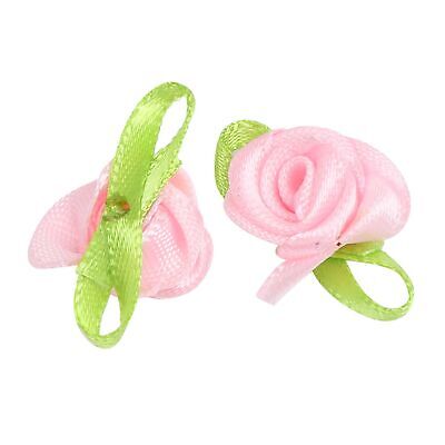 Accesorios para tocado de muñeca rosas pequeñas hechas a mano con flores con hojas (rosa)*