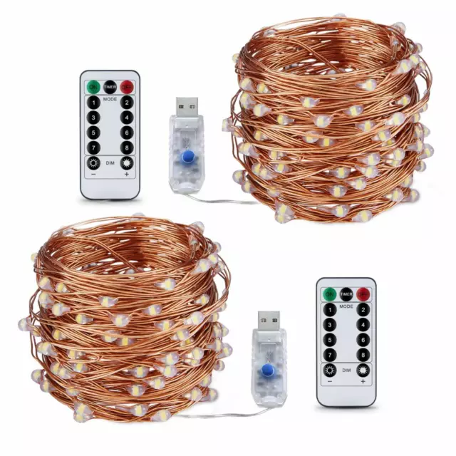 5-20M 50/100/200LED Copper Wire Party USB Twinkle LED String Fairy Lights Remote 3