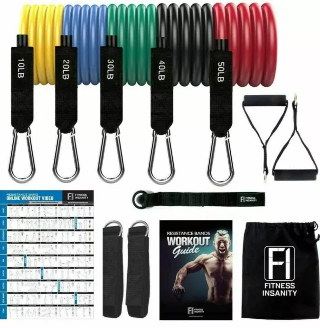 Fitness Insanity Resistance Bands Unbreakable Set 5 Piece Exercise Bands NEW