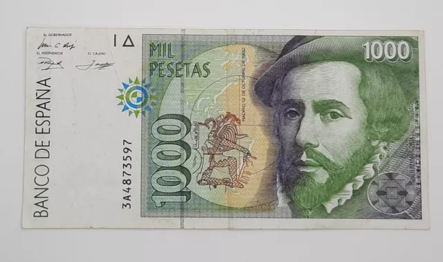 1992 / Banco De España, Spain - 1000 Pesetas Banknote, Serial No. 3A 4873597