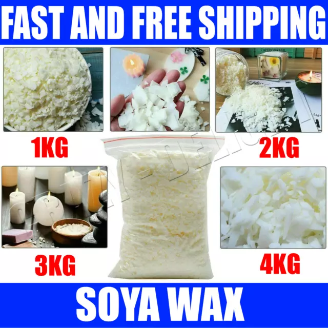 Soy Wax/Soya 100% Pure Candle Making Wax Natural Flakes Clean Burning WHITE UK