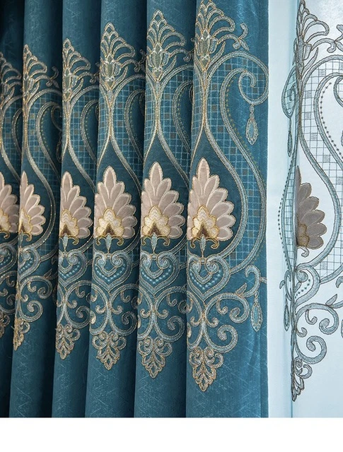 Curtains Room European Palace Classical Gold Velvet Embroidery Light Luxury Room