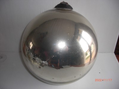 ANCIENNE ENORME BOULE De Noel Boule De Pardon Eglomisee Mercurisee Fin