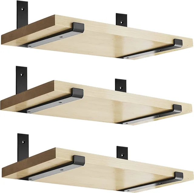 Shelf Brackets 12 inch with Lip for DIY Floating L Shelf, Wall Mounted, 6 Pack