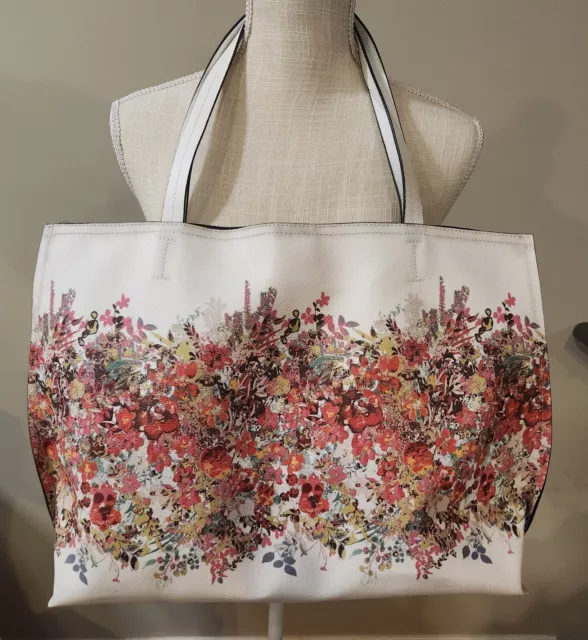 Elliot Lucca Artisan Style White Floral Tote Purse Shoulder Bag MSRP $178 2