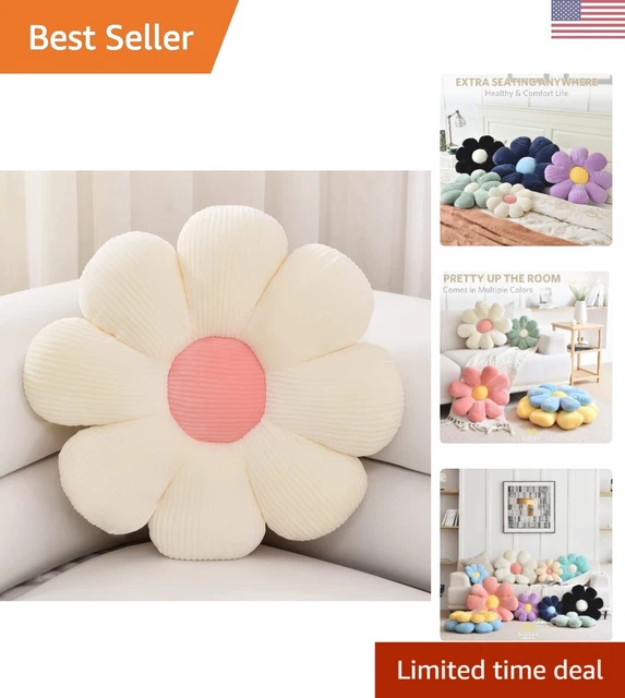 Flower Pillow: Soft&Comfortable, Great Decoration, Premium Quality - White, 15.