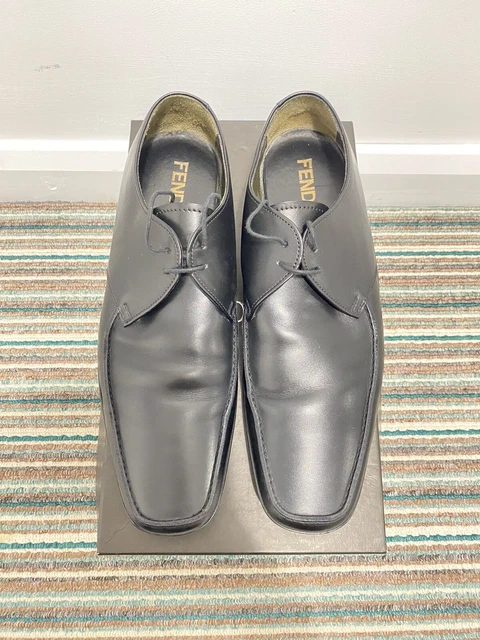 FENDI FF SNEAKER black size U.K. 8 EU 42 leather rubber soles