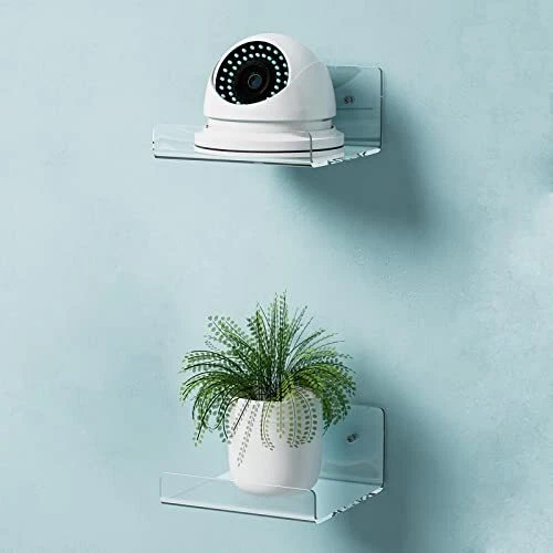 Weronique 2-Pack Wall Shelves Small Adhesive Floating Shelves Acrylic Hanging...