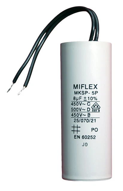Condensateur moteur de démarrage/permanent 8µF 8uF 450V à fils travail MKSP-5P