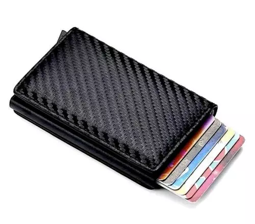 RFID Blocking Leather Mens Wallet Carbon Fiber Purse Slim ID Credit Card Holder 4