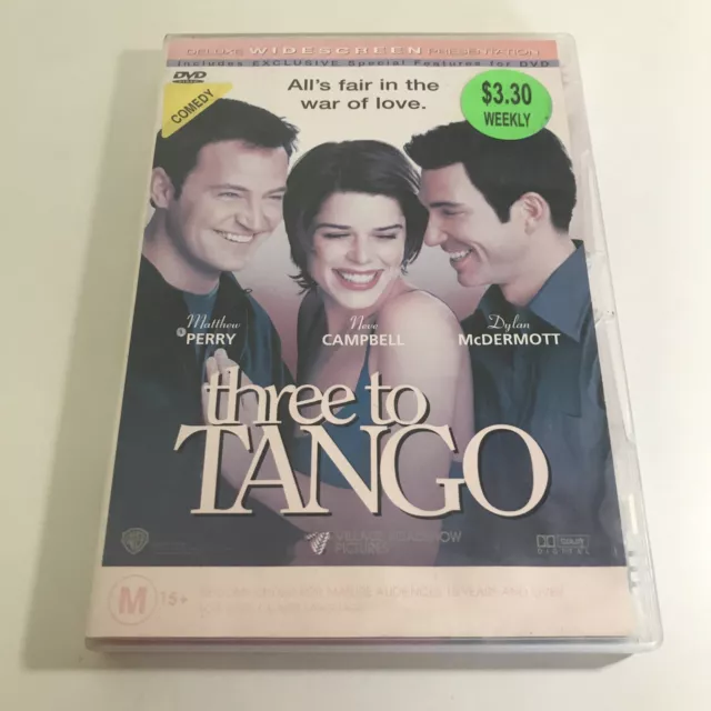 Three To Tango DVD Ex Rental Movie Region 4 PAL Matthew Perry Neve Canpbell