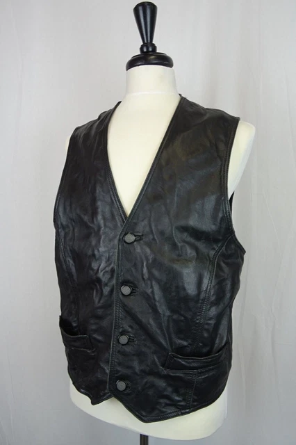Gilet biker vintage in pelle cappotto da biker 42