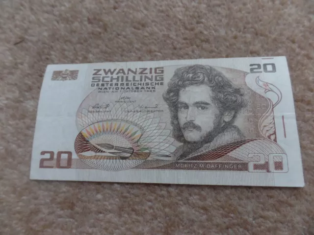 Rare Collection Austria - Austrian 20 Shilling  Banknote  1986 ,  Good Gift!