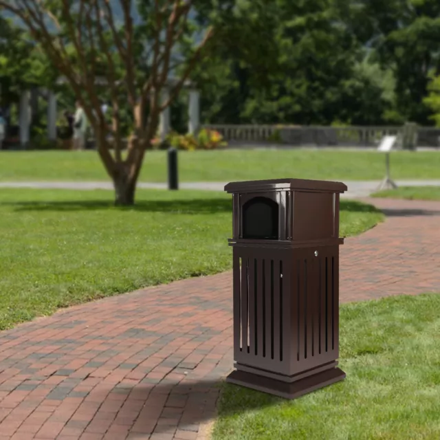 8.8Gallon Trash Can Restaurant Outdoor Large Garbage Waste Recycle Bin Brown US