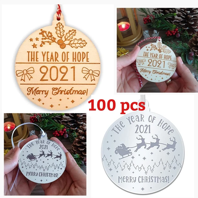 100pcs Personalised 2021 Lockdown Christmas Bauble Decoration Xmas Tree Ornament