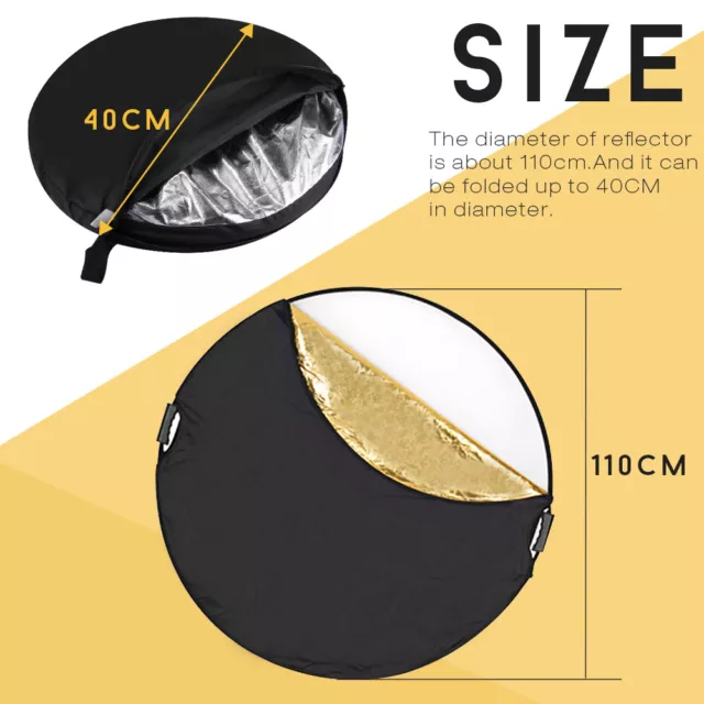 110CM 5in1 Photo Reflector With Handle Grip Studio Photography Light Collapsible 3