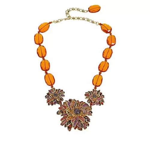 HSN Heidi Daus "Fab Fall" Beaded Crystal Floral Drop Necklace