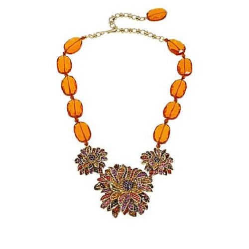 HSN Heidi Daus "Fab Fall" Beaded Crystal Floral Drop Necklace