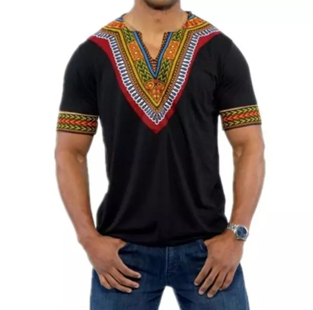 Camicia da uomo africana dashiki hippie vintage caftano tradizionale camicetta tribale top