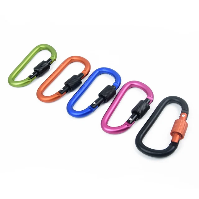 5* Heavy Duty Metal Screw Lock Carabiner Hook Snap Clip D-Ring Outdoor Camping