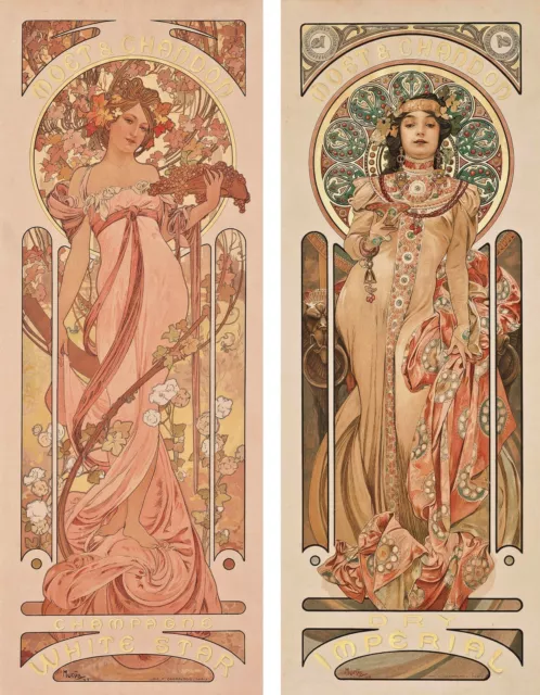 NEW Alphonse Mucha Vintage Poster Print Canvas Art Nouveau Moet Chandon