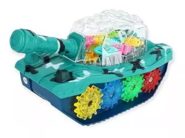 Kids Armor Transparent tank with gears, with light and music effects, 15+ years