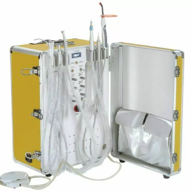 Portable Dental Delivery Unit with Air Compressor + Curing Light + Scaler 4 Hole