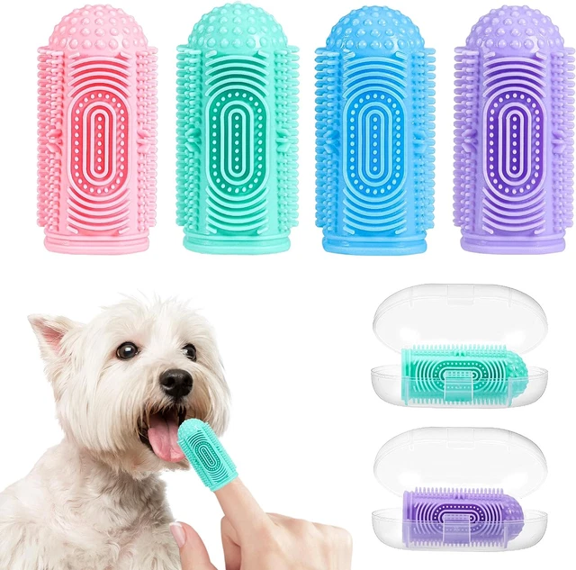 Spazzolino per Cani 4 Pezzi Spazzolino Denti Cane Silicone Spazzolino Cani Spazz