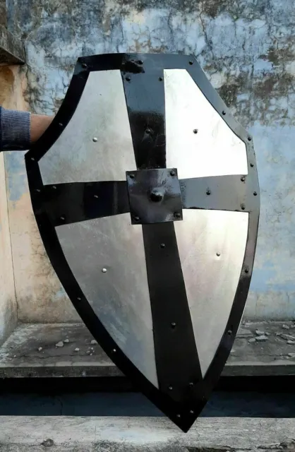 Halloween Hand-Forged Gothic Layered Steel Cross Shield Medieval Battle Armor