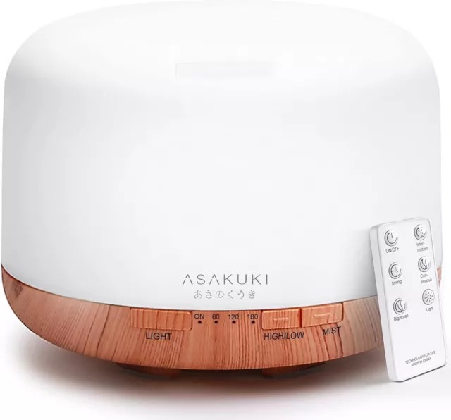 ASAKUKI 500Ml Essential Oil Diffuser, 5 in 1 Ultrasonic Aromatherapy Fragrant Oi