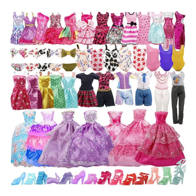 35pcs Barbie Doll Jewellery Clothes Accessories Set Dresses Shoes Girl Toy Gift-