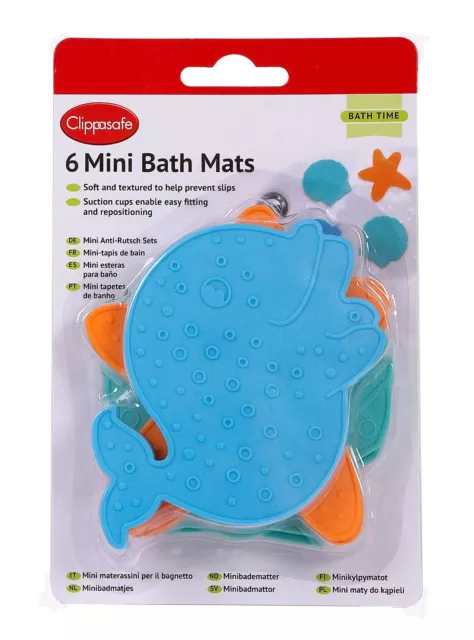Bath Time Safety Mini Mats Fun Shapped Prevents Accidental Slips Clippasafe