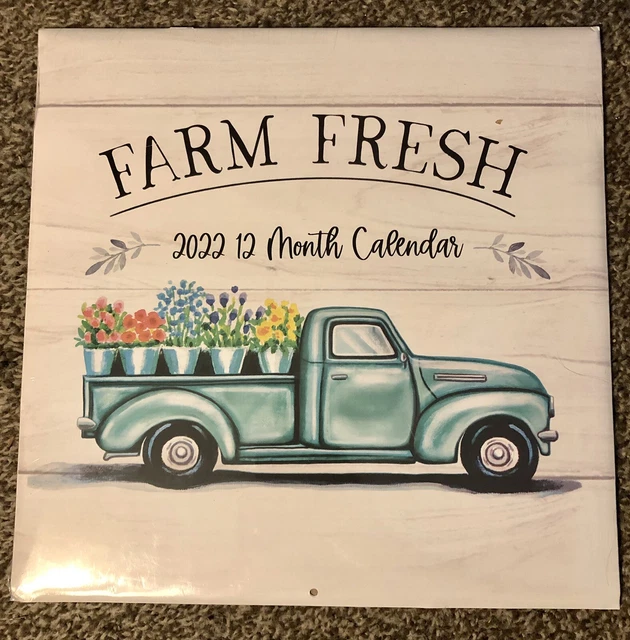 2022 DOLLAR TREE Wall Calendar11X11 "Farm Fresh" Blue Truck New! 4.49