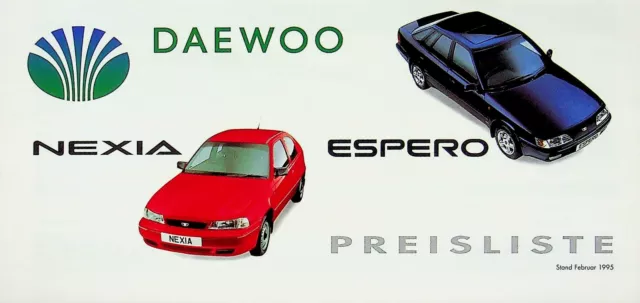 225194) Daewoo Nexia - Espero - price list & extras - brochure 02/1995