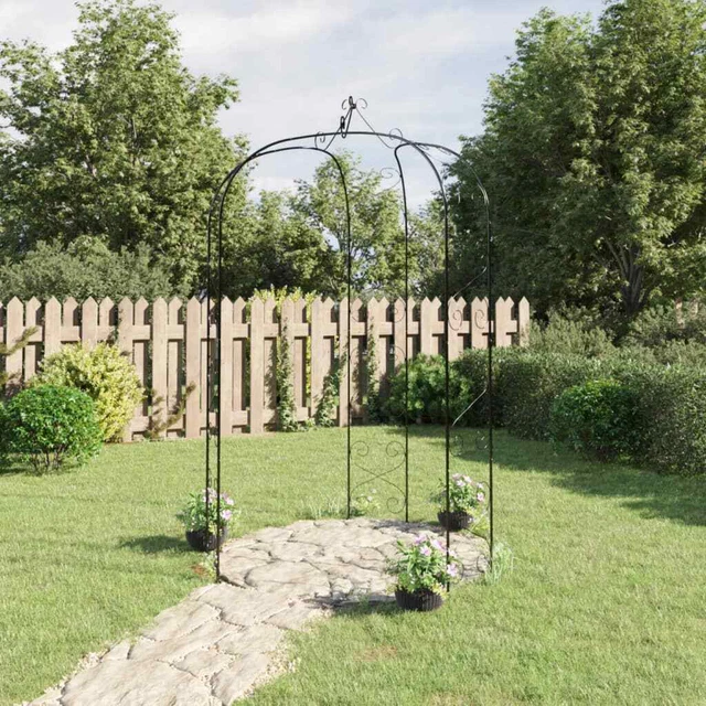 Gartenbogen Schwarz Ø180x255 cm Stahl vidaXL