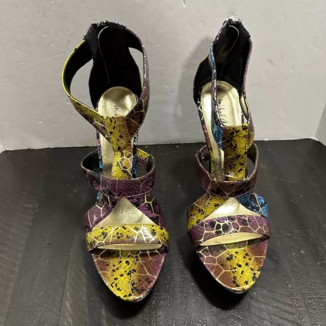 Michael Antonio Womens Multicolored Snake Print Heels Size 8 1/2