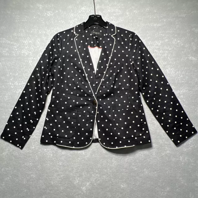 Talbots Black & White Linen Blended Polka Dot Blazer One Button Women’s Size: 6P