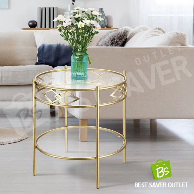 Coffee Table Round Side Tray Table Bedside Table Metal Living Room Furniture
