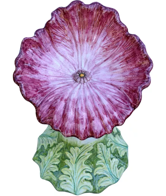 Sedile maiolicato pansé rosa - Majolica seat rose pansy  12805