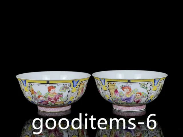 6.1"Treasure Chinese Porcelain Qing Kangxi Western Colored Figure Pattern Bowl