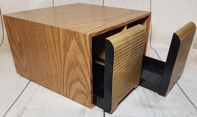 Kenmark Faux Wood 40 CD Plastic Storage Case with pull out Drawers