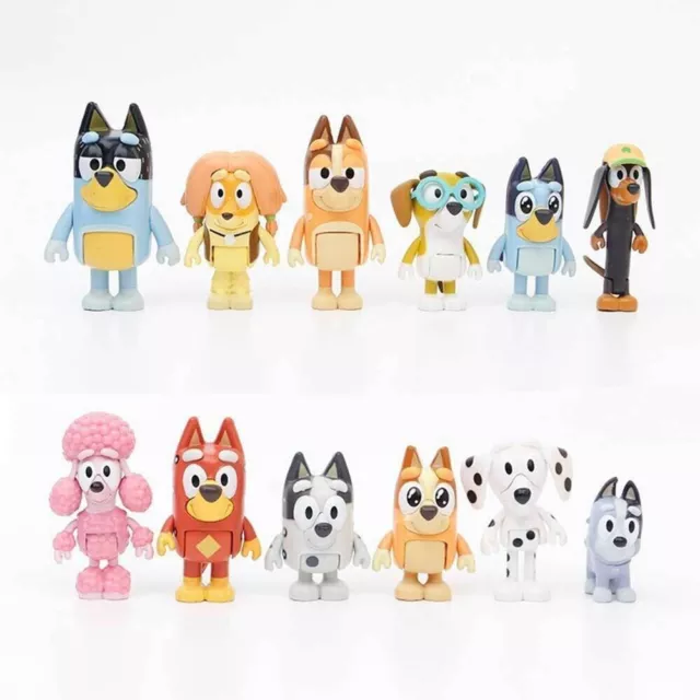 12Pcs Set Bluey Family and Friends Action Figures PVC Toys Kids Gift